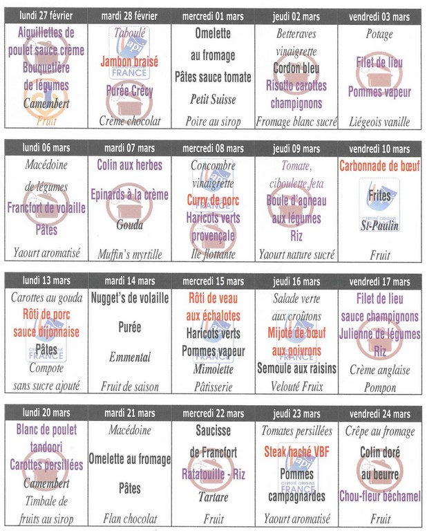 menus saint joseph berck